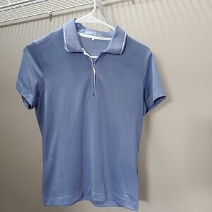 Nike Women's Light Blue/Purple Zip Polo with White Trim